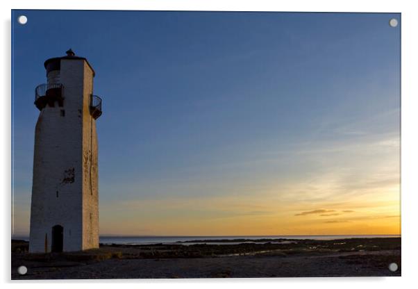 Southerness Lighthouse at Sunset Acrylic by Derek Beattie