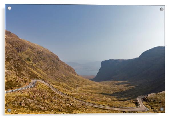 Bealach na Ba Mountain Pass Applecross Acrylic by Derek Beattie