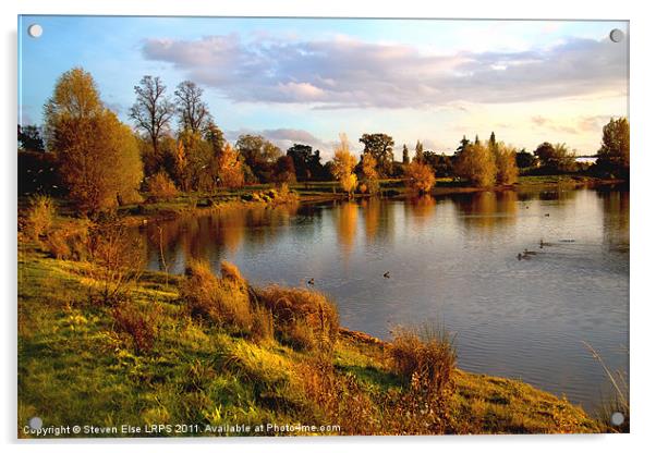 Autumn Coloured Lake Acrylic by Steven Else ARPS