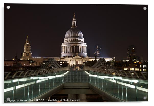 Millenium Bridge at Night Acrylic by Steven Else ARPS