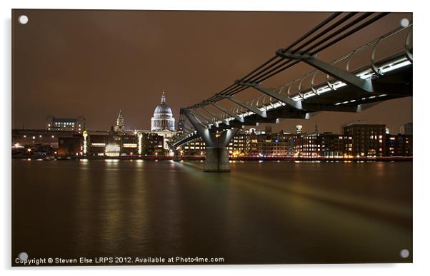 Millenium Bridge at Night Acrylic by Steven Else ARPS