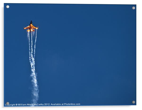 RNLAF  F-16 Fighting Falcon and Flares Acrylic by William AttardMcCarthy