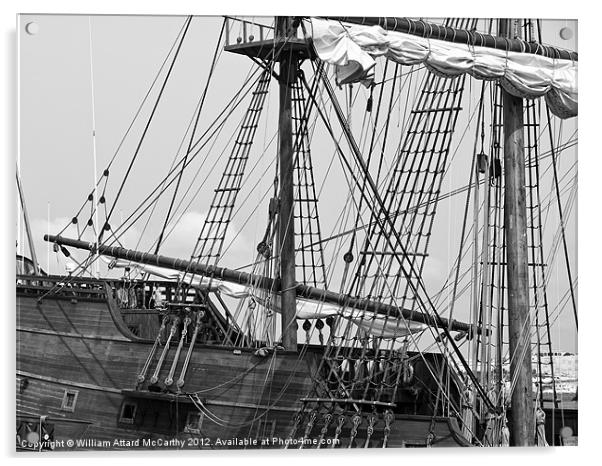 17th Century Galleon Detail Acrylic by William AttardMcCarthy