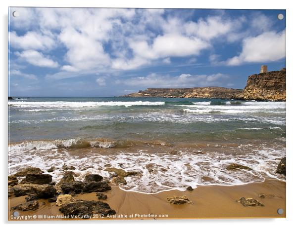 Ghajn Tuffieha Bay Acrylic by William AttardMcCarthy