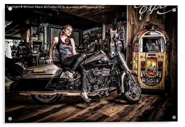 Harley Davidson Girl Acrylic by William AttardMcCarthy