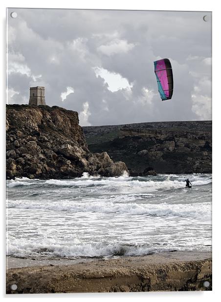Kite Surfing Acrylic by William AttardMcCarthy