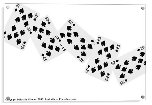 Playing Cards, Ten of Spades on White Background Acrylic by Natalie Kinnear
