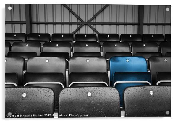 Blue Seat in the Football Stand Acrylic by Natalie Kinnear