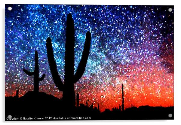 Digital Art Abstract - Desert Cacti and the Starry Acrylic by Natalie Kinnear