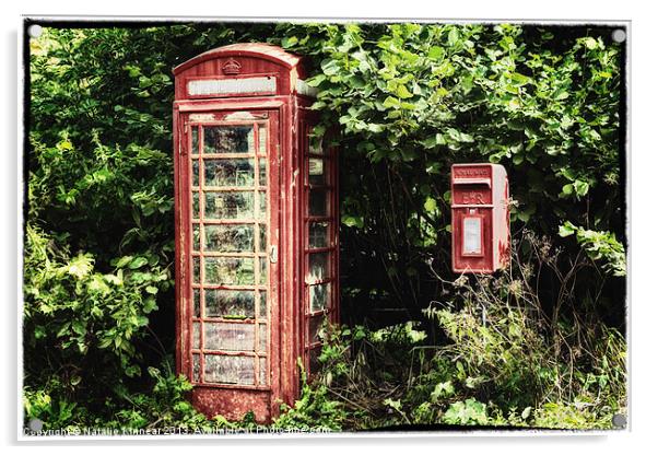 Old Red Telephone Box Old Red Letter Box Acrylic by Natalie Kinnear