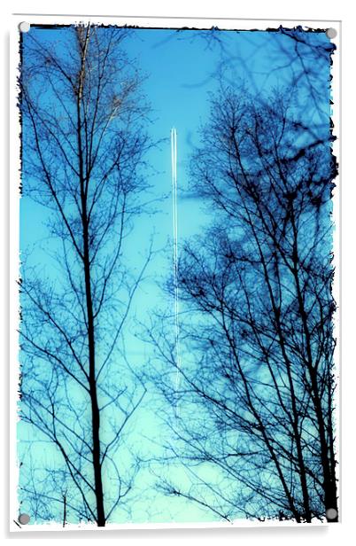 Distant Aeroplane in Blue Sky Acrylic by Natalie Kinnear