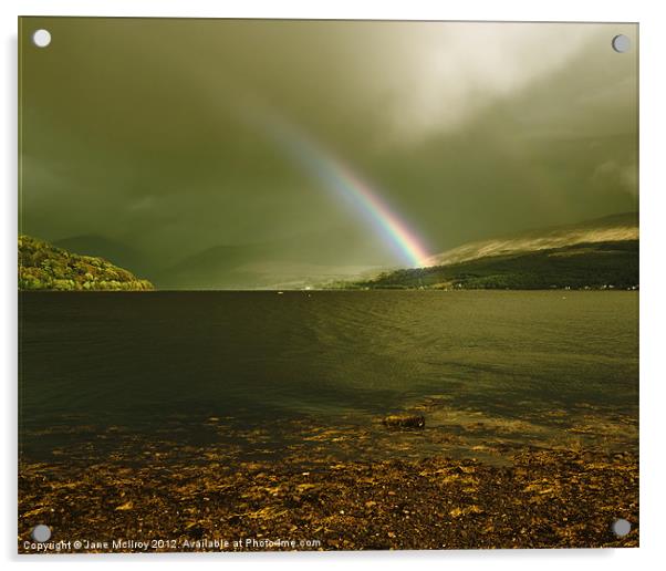 Rainbow on Loch Fyne, Scotland Acrylic by Jane McIlroy