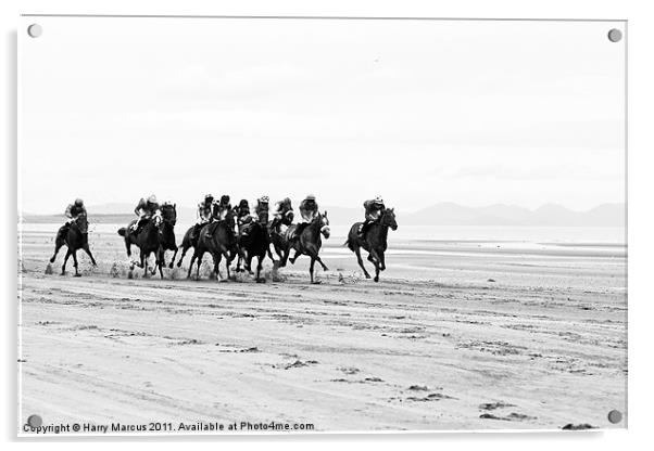 Horse Racing on Laytown Beach Acrylic by Harry Marcus