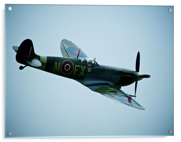Spitfire over chatham dockyard Acrylic by steve akerman