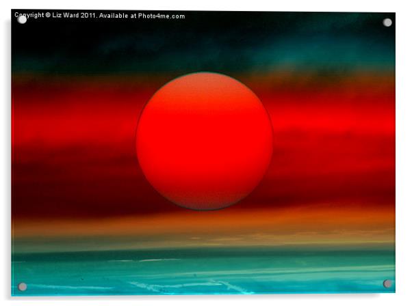 Red Sun Acrylic by Liz Ward