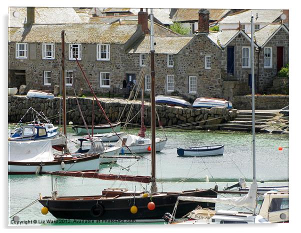 Mousehole Cosy Harbour Acrylic by Liz Ward