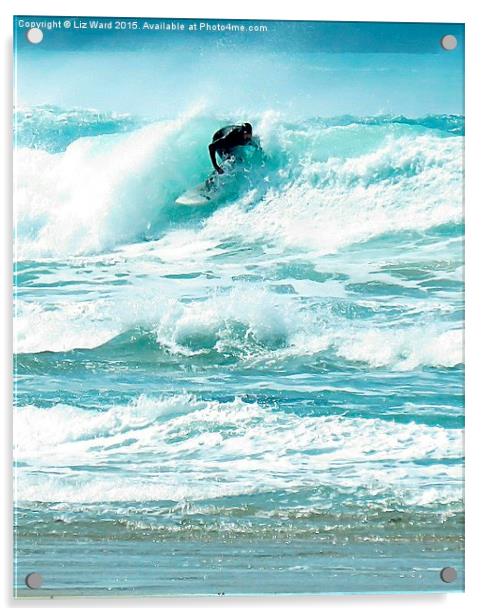  Surfing fun Acrylic by Liz Ward