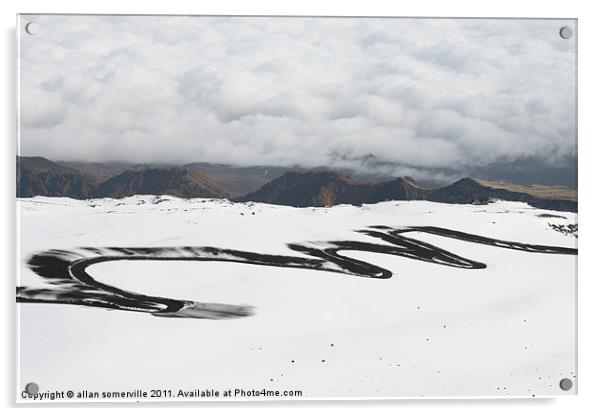 winding road mount etna Acrylic by allan somerville