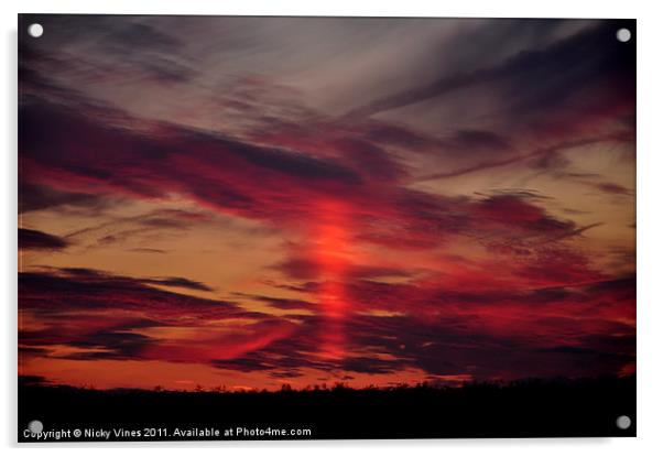 Sun Pillar Sunset Acrylic by Nicky Vines