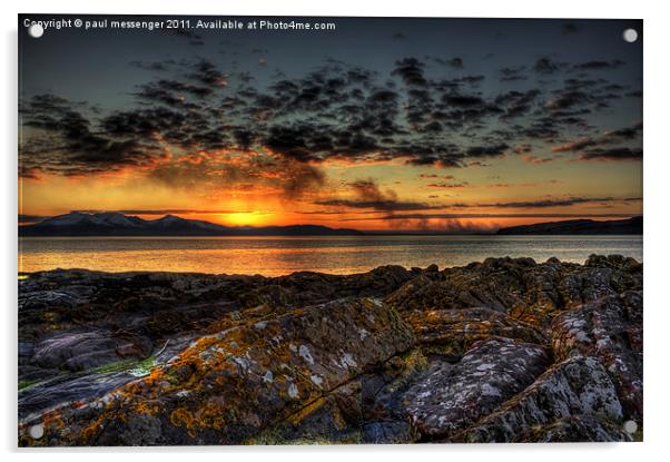 rocky sunset Acrylic by Paul Messenger