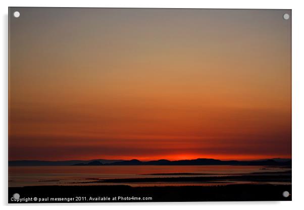 Red Scottish Sunset Acrylic by Paul Messenger