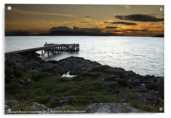 Portencross Jetty  Sunset Acrylic by Paul Messenger