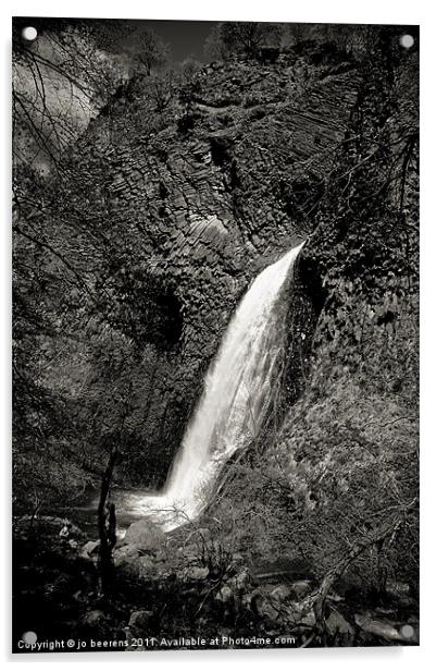 waterfall on volcanic cliff Acrylic by Jo Beerens