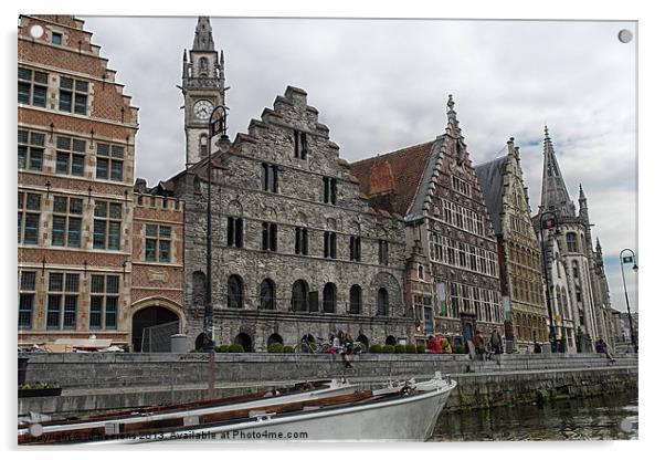 Ghent medieval houses Acrylic by Jo Beerens