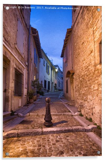 arles alley at night Acrylic by Jo Beerens