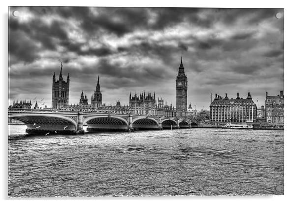 Big Ben and Westminster B&W Acrylic by Dean Messenger
