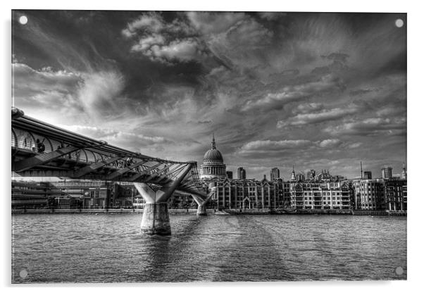 St Pauls and Millennium Bridge Acrylic by Dean Messenger