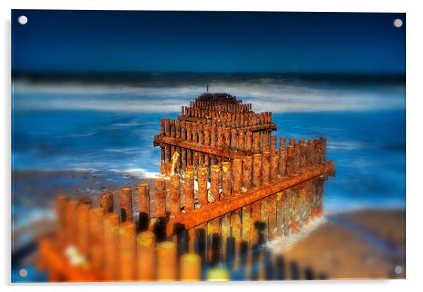 caister groynes tiltshift Acrylic by Dean Messenger