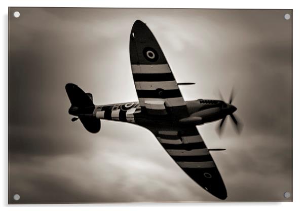 Spitfire Black and White Acrylic by Dean Messenger