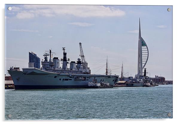  HMS llustrious and Spinnaker Tower Acrylic by Dean Messenger