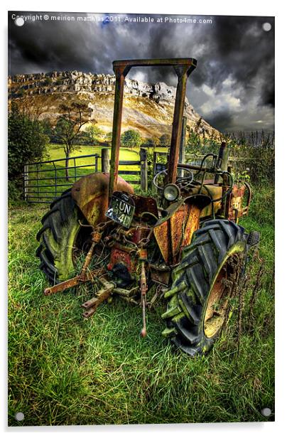 tractor below the eglwysegs Acrylic by meirion matthias