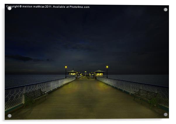 the pier at night Acrylic by meirion matthias