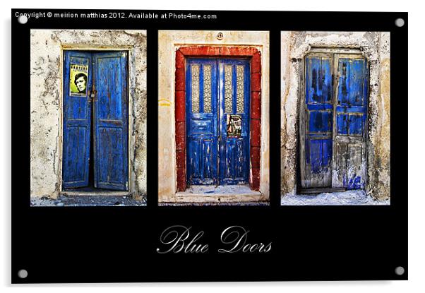 blue doors of Santorini Acrylic by meirion matthias
