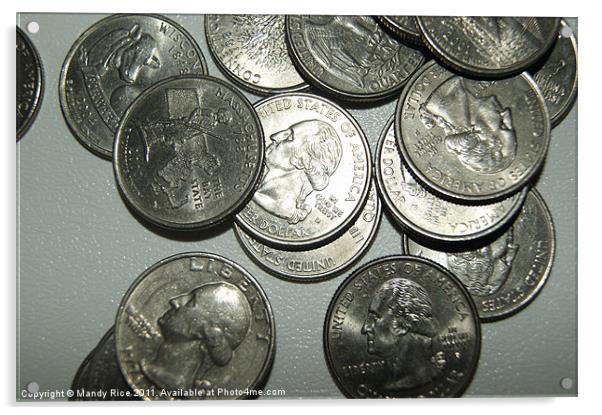 American Quarter Dollar Coins Acrylic by Mandy Rice