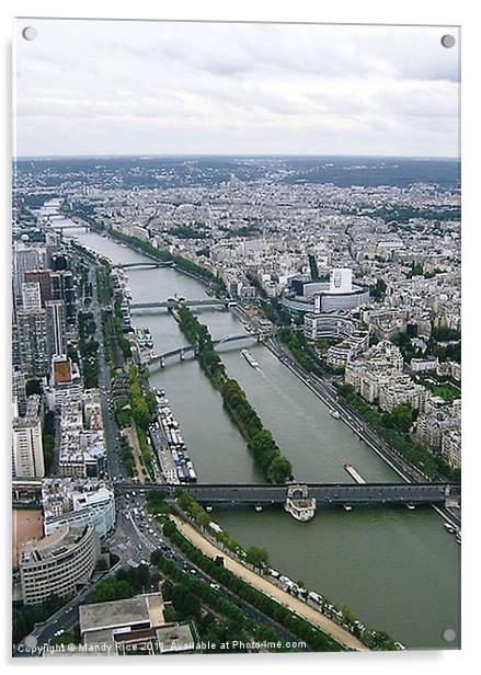 River Seine from Eiffel Tower Acrylic by Mandy Rice