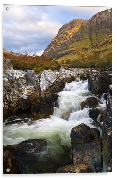 Aonach Dubh & Waterfall, Glencoe, Scotland Acrylic by Richard Nicholls