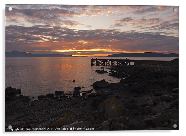 Portencross dusk Acrylic by Fiona Messenger