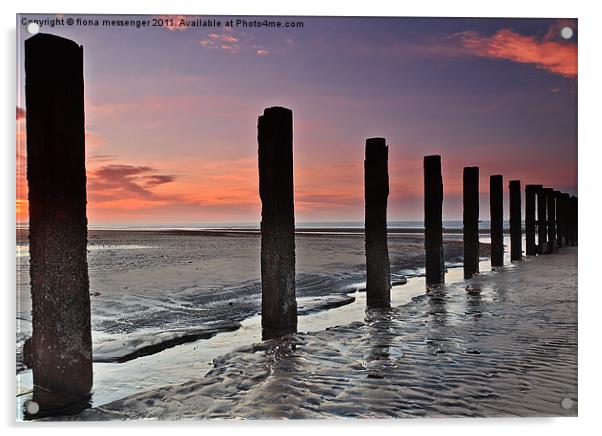 Morning Post at Stevenston Beach Acrylic by Fiona Messenger