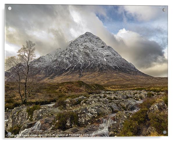 Snow Capped Buachaille Etive Mor Acrylic by Fiona Messenger