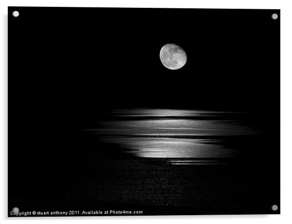 Moonrise over water Acrylic by stuart anthony