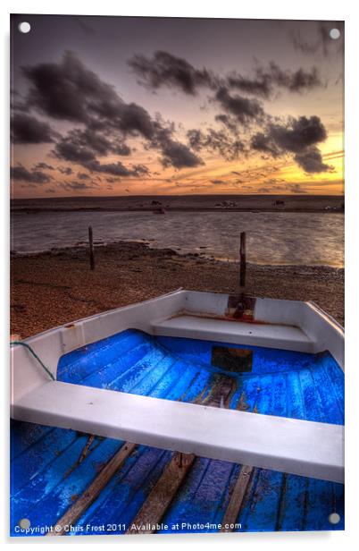 Moored up on Chesil Acrylic by Chris Frost