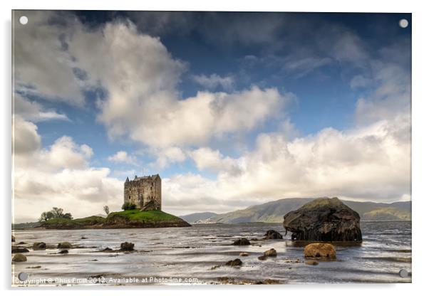 Low Tide at Stalker Castle Acrylic by Chris Frost
