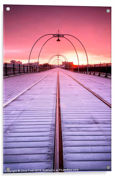Wintery Sunrise @ Southport Pier Acrylic by Chris Frost