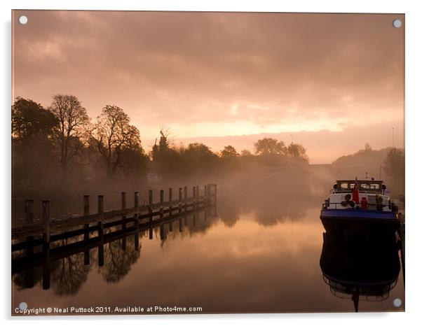 Morning Mist on the Thames Acrylic by Neal P