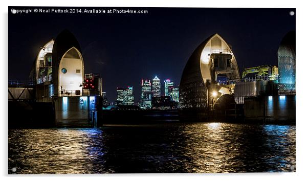  Thames Barrier at Night Acrylic by Neal P