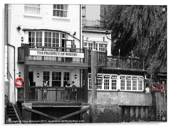 london riverside pub Acrylic by Stan Mitchell